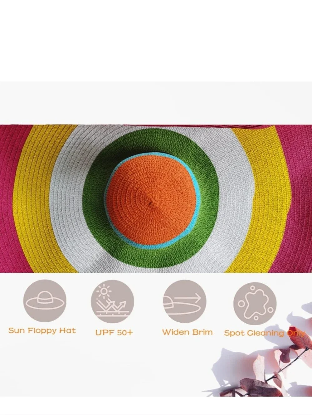 Bright Multicolor Packable Floppy Straw Sun Hat